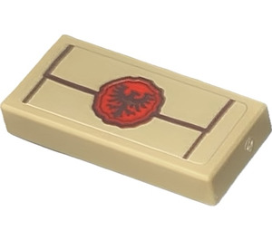 LEGO Tan Tile 1 x 2 with Wax Seal with Falcon Sticker with Groove (3069)