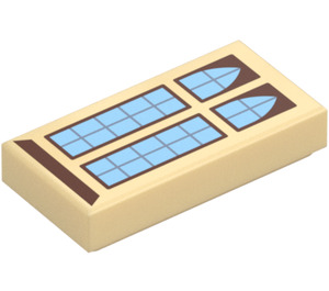 LEGO Tan Tile 1 x 2 with Window Design with Groove (3069)