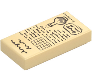 LEGO Tan Tile 1 x 2 with Writing with Groove (3069 / 107811)