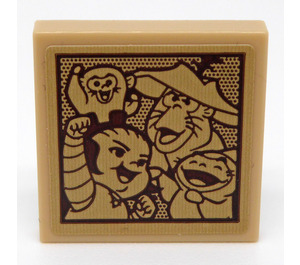 LEGO Tan Tile 2 x 2 Inverted with Baby and 3 Animals Sticker (11203)