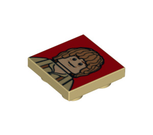 LEGO Tan Tile 2 x 2 Inverted with Bilbo Baggins (11203 / 13004)