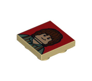 LEGO Zandbruin Tegel 2 x 2 Omgekeerd met Frodo (11203 / 13003)