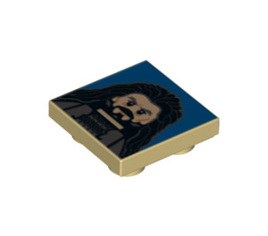 LEGO Tan Tile 2 x 2 Inverted with Thorin Oakenshield (11203 / 12990)
