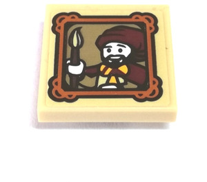 LEGO Tan Tile 2 x 2 Inverted with Wizard with Paintbrush Sticker (11203)