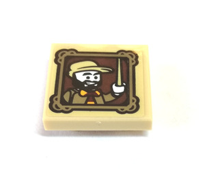 LEGO Zandbruin Tegel 2 x 2 Omgekeerd met Wizard met Tan Pet Sticker (11203)