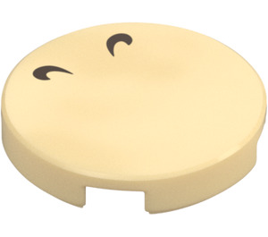 LEGO Tan Tile 2 x 2 Round with Black Eyebrows / Nostrils with Bottom Stud Holder (14769 / 103792)