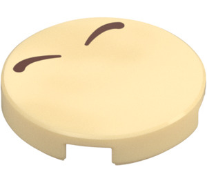 LEGO Tan Tile 2 x 2 Round with Bowser Eyebrows with Bottom Stud Holder (14769 / 69093)