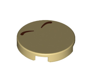 LEGO Tan Tile 2 x 2 Round with Bowser Eyebrows with Bottom Stud Holder (14769 / 69093)
