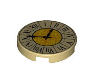 LEGO Bronzer Tuile 2 x 2 Rond avec Clock Face avec Roman Numerals avec porte-tenon inférieur (14769 / 36917)