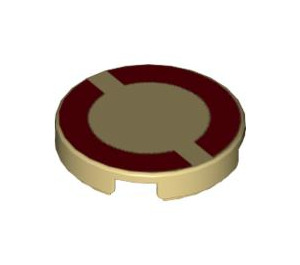 LEGO Tan Tile 2 x 2 Round with Dark Red Imperial Circle with "X" Bottom (4150 / 52513)