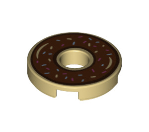 LEGO Beige Piastrella 2 x 2 Rotondo con Foro al centro con Marrone Donut con Sprinkles (15535 / 72189)