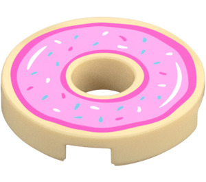 LEGO Tostado Plana 2 x 2 Circular con Agujero en el centro con Rosa Donut con Sprikles (15535 / 72190)