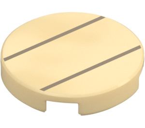 LEGO Tan Tile 2 x 2 Round with Lines with Bottom Stud Holder (14769 / 69589)