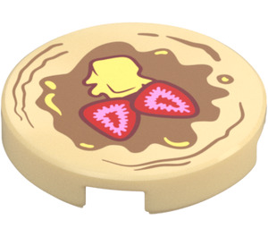 LEGO Tan Tile 2 x 2 Round with Pancake with Strawberries and Butter with Bottom Stud Holder (14769 / 103295)