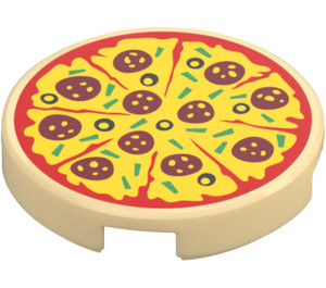 LEGO Tostado Plana 2 x 2 Circular con Pizza con sujeción de espiga inferior (14769 / 29629)