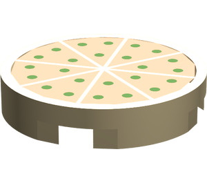 LEGO Tan Tile 2 x 2 Round with Pizza with "X" Bottom (54871 / 81867)