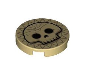 LEGO Tan Tile 2 x 2 Round with Skull with Bottom Stud Holder (14769 / 79254)