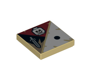 LEGO bronzer Tuile 2 x 2 avec 1 Noir Dot, Skull, Épée avec rainure (3068 / 93953)