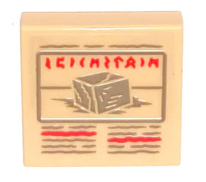 LEGO bronzer Tuile 2 x 2 avec Artifacts Description Boîte Autocollant avec rainure (3068)