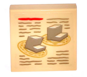 LEGO Tan Tile 2 x 2 with Artifacts Description - Vaulting Boots Sticker with Groove (3068)