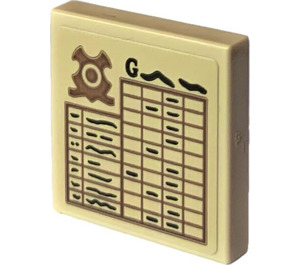 LEGO Tan Tile 2 x 2 with Calculation Table Sticker with Groove (3068)