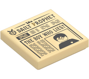 LEGO Tan Tile 2 x 2 with Daily Prophet The Boy Who Lies Newspaper with Groove (3068 / 100048)