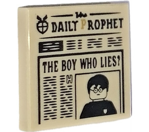 LEGO Tan Tile 2 x 2 with Daily Prophet The Boy Who Lies Newspaper with Groove (3068 / 100048)