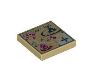 LEGO Tan Tile 2 x 2 with Dragon Egg Map with Groove (3068 / 25621)