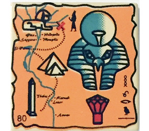LEGO bronzer Tuile 2 x 2 avec Egyptian Treasure Map avec rainure (3068)