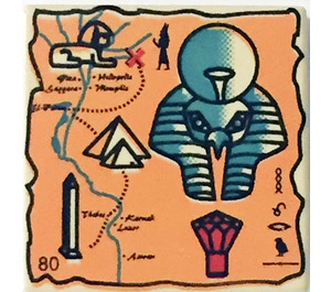 LEGO Barva opálení Dlaždice 2 x 2 s egyptský Treasure Map s drážkou (3068)