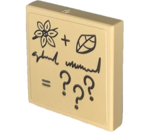 LEGO Tan Tile 2 x 2 with Flower, Leaf and Question Marks Sticker with Groove (3068)