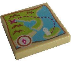 LEGO Tan Tile 2 x 2 with Heartlake City Bay Map with Groove (3068 / 19683)