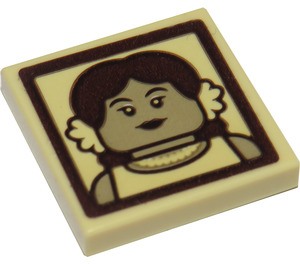 LEGO Tan Tile 2 x 2 with Leta LeStrange Portrait Sticker with Groove (3068)