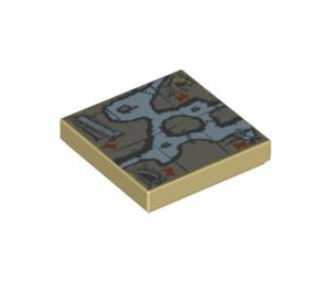 LEGO Tan Tile 2 x 2 with Map with Groove (3068 / 96718)