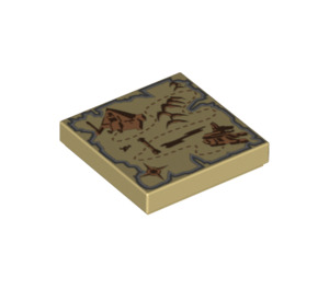 LEGO Tan Tile 2 x 2 with Map with Groove (94321 / 95461)
