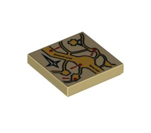 LEGO Tan Tile 2 x 2 with Marauder's Map with Groove (3068 / 92443)