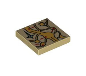 LEGO Tan Tile 2 x 2 with Marauder's Map with Groove (51056 / 92443)