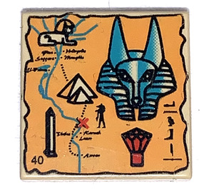 LEGO Barva opálení Dlaždice 2 x 2 s oranžová Map a Hieroglyphs, 40 Dekorace s drážkou (3068)