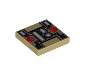 LEGO Beige Flise 2 x 2 med Pipes og Rebellion logo med rille (3068 / 83706)