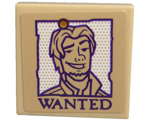 LEGO Tan Tile 2 x 2 with Potrait of a man and 'Wanted' Sticker with Groove (3068)