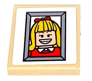 LEGO Tan Tile 2 x 2 with Pucrure of Linnie McCallister Sticker with Groove (3068)