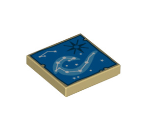 LEGO Tan Tile 2 x 2 with Star Map with Groove (3068 / 29756)