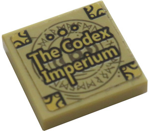 LEGO Beige Fliese 2 x 2 mit 'The Codex Imperium' Book Cover Aufkleber mit Nut (3068)