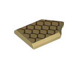 LEGO Tan Tile 2 x 3 Pentagonal with Green Scales (101522 / 105775)
