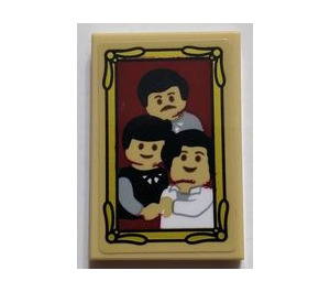 LEGO Tan Tile 2 x 3 with Dursley Family Portrait Sticker (26603)