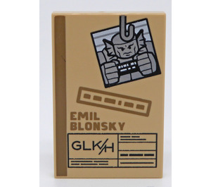 LEGO Tan Tile 2 x 3 with "Emil Blonsky" (26603 / 104983)