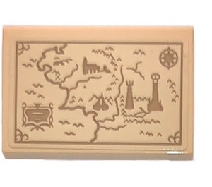 LEGO Tan Tile 2 x 3 with Map of Middle Earth Sticker (26603)