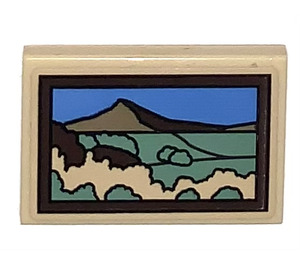 LEGO bronzer Tuile 2 x 3 avec Picture of Landscape Autocollant (26603)