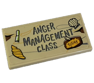 LEGO Tan Tile 2 x 4 with Anger Management Class Sticker (87079)