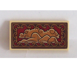 LEGO Tan Tile 2 x 4 with Cloud, Wave and Island Sticker (87079)